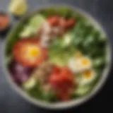 Vibrant salad bowl featuring fresh greens and protein-rich toppings