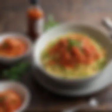 Zoodles with Flavorful Tomato Sauce Satisfying bowl of zoodles topped with a rich tomato sauce
