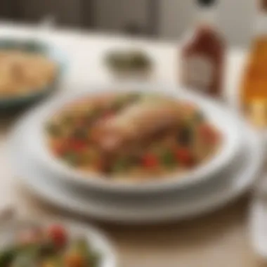 Gourmet Meal Enhanced with Good Seasons Italian Dressing A gourmet meal enhanced with Good Seasons Italian Dressing on a beautifully set table