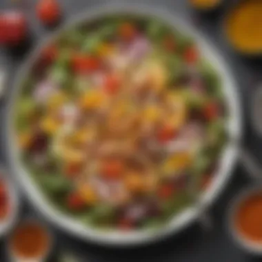 Vibrant Salad with Good Seasons Italian Dressing A vibrant salad drizzled with Good Seasons Italian Dressing showcasing colorful vegetables