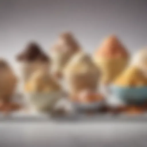A close-up view of various Haagen Dazs vegan ice cream flavors in elegant bowls.