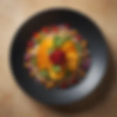Plant-Based Culinary Innovation A beautifully plated dish featuring plant-based proteins and colorful garnishes, representing culinary innovation.
