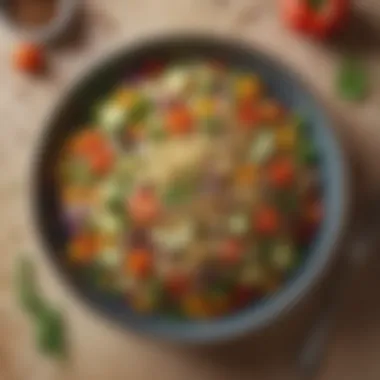 Quinoa Salad with Fresh Vegetables A vibrant plate of quinoa salad with colorful vegetables and herbs