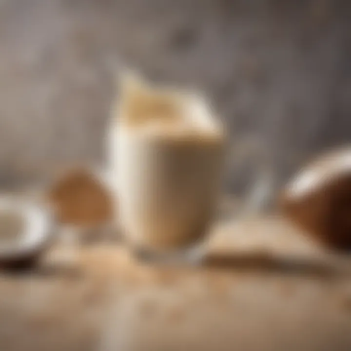 Coconut creamer poured over a cup of coffee with coconut flakes