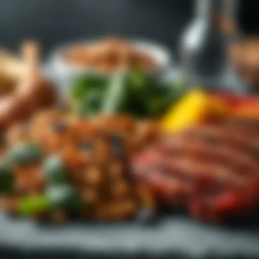 A vibrant display of high-iron foods including spinach, lentils, and red meat.