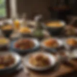 A cozy dining table set with homestyle dishes