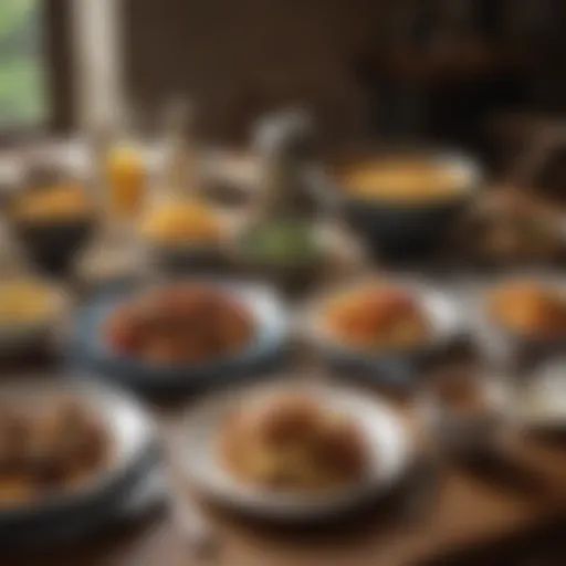 A cozy dining table set with homestyle dishes