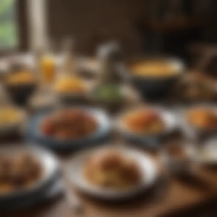 A cozy dining table set with homestyle dishes