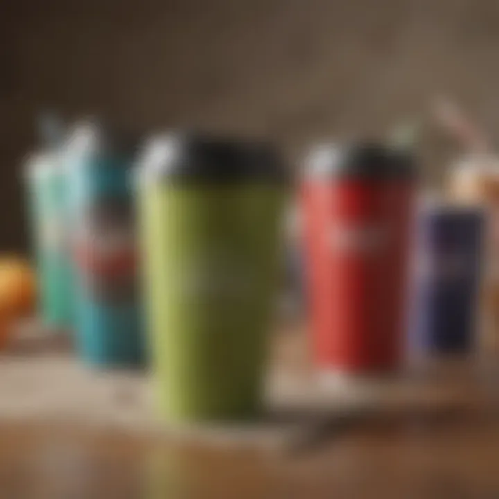 Trendy travel mugs in various colors and designs