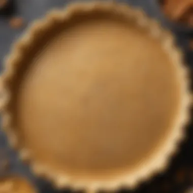 A close-up of the pie crust made from coconut flour and almond flour, highlighting its texture.