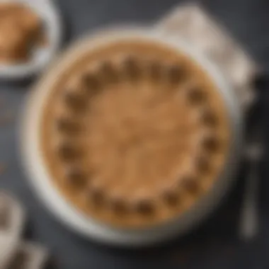 Exquisite Presentation of Keto Dad Peanut Butter Pie A beautifully plated Keto Dad Peanut Butter Pie with decorative toppings and a fork.