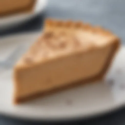 A sumptuous slice of Keto Dad Peanut Butter Pie showcasing its creamy texture and rich color.