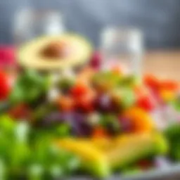 A colorful keto salad with fresh greens and avocado
