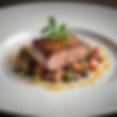 An elegant dining scene featuring a beautifully plated keto main course.