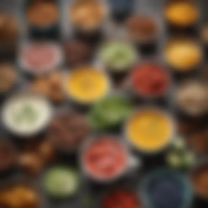 A colorful display of fresh ingredients for keto mug meals