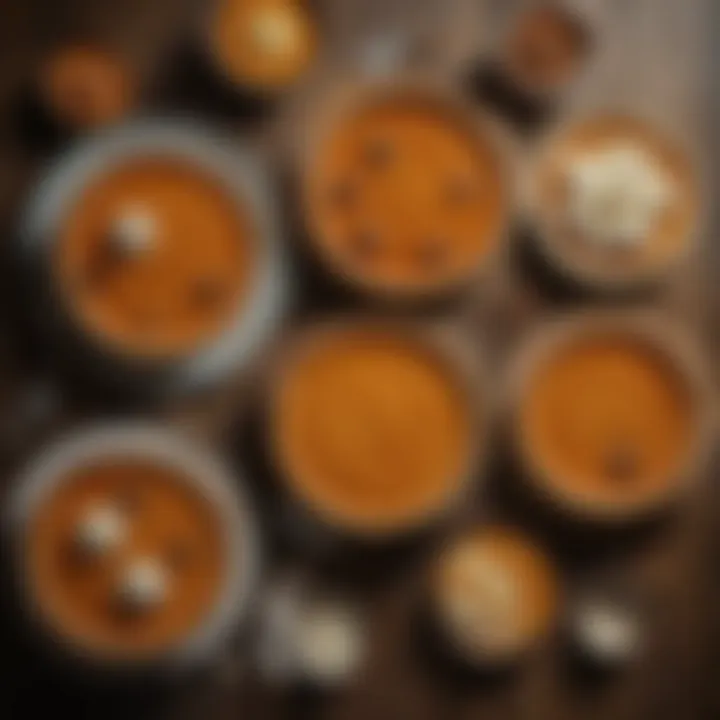 A diverse array of pumpkin pie variations displayed on a rustic wooden table