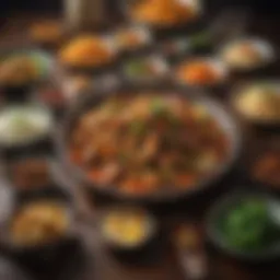 A vibrant display of various Asian dishes