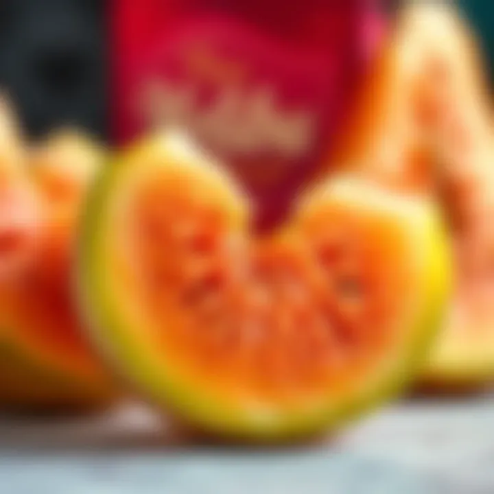 Unique Texture of Melon Malibu A close-up view of Melon Malibu highlighting its unique texture and flavor