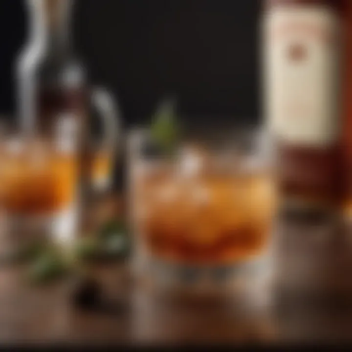 Artfully crafted whiskey cocktail with intricate design