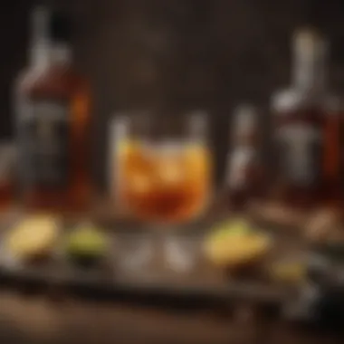 Ingredients for a Classic Whiskey Cocktail Ingredients laid out for a classic whiskey cocktail
