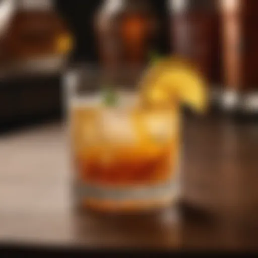 An elegant whiskey cocktail garnished with citrus