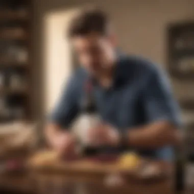 Wine Enthusiast Enjoying Delivery Wine enthusiast enjoying a subscription delivery