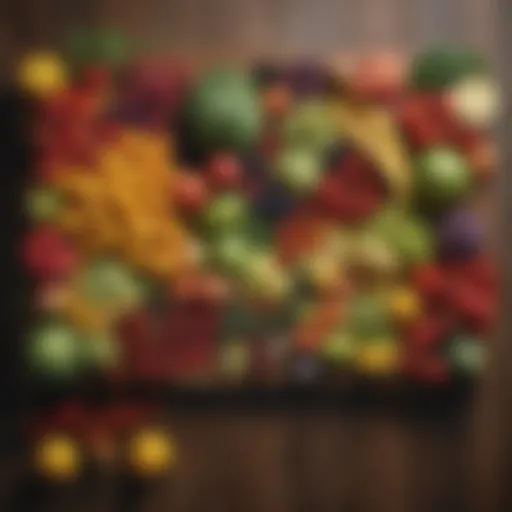 A vibrant array of organic fruits and vegetables displayed on a rustic wooden table