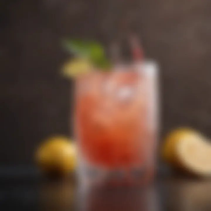 A close-up of a refreshing non-alcoholic cocktail with garnishes.