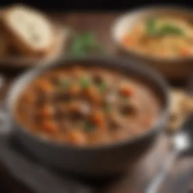 Hearty Lentil Stew A warm bowl of lentil stew, rich in flavor and texture