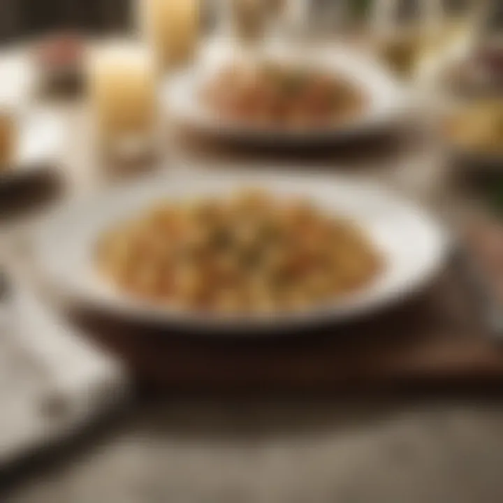 An elegant table setting featuring Olive Garden's gnocchi dish.