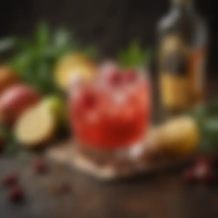 An array of fresh ingredients used in Italian Rum Punch