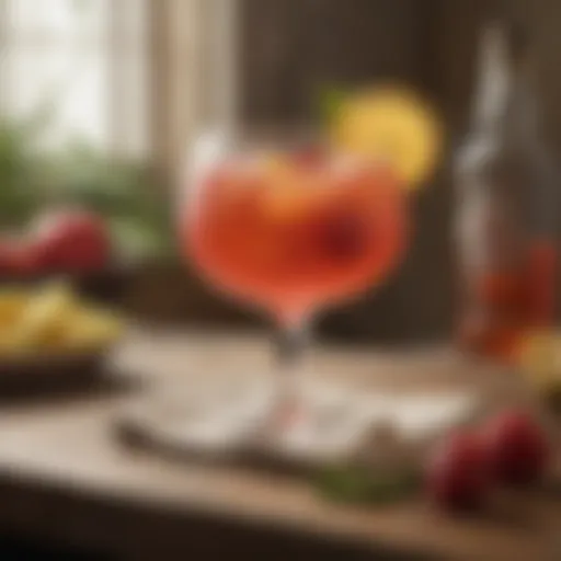 A vibrant glass of Italian Rum Punch garnished with fresh fruit