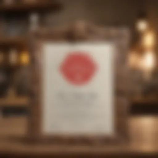 An elegant culinary diploma displayed on a wooden table