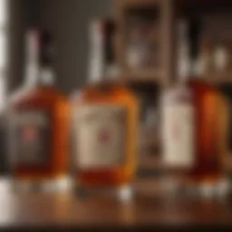 A selection of premium bourbon whiskey bottles