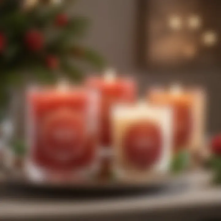 Seasonal candle scents displayed in festive arrangement