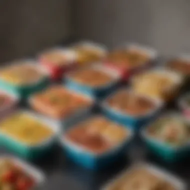 Variety of Meal Delivery Options Assortment of colorful meal boxes ready for delivery.