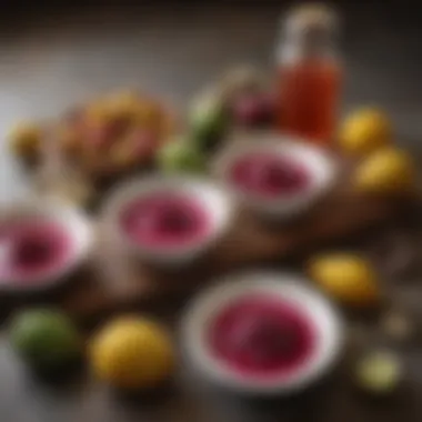 Culinary Creations Featuring Prickly Pear Syrup A colorful assortment of dishes enhanced by the addition of prickly pear syrup.