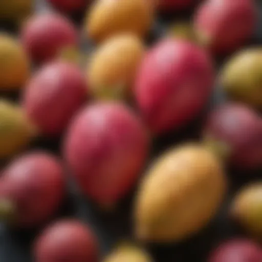 A vibrant display of prickly pear fruits showcasing their unique colors and textures.