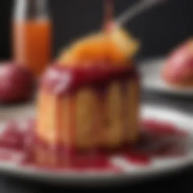 Elevating Dessert: The Art of Using Prickly Pear Syrup A drizzle of prickly pear syrup over a gourmet dessert, enhancing its visual appeal.
