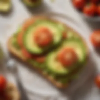 Avocado Toast Delight Whole grain toast with avocado and cherry tomatoes