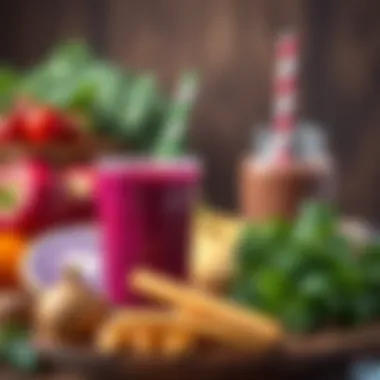 Smoothie Ingredients and Benefits An enticing display of various smoothie ingredients and their health benefits