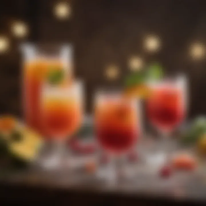 A collection of colorful mocktails on a festive table