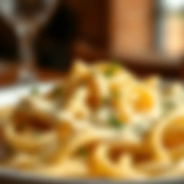 Creamy Alfredo Pasta Delight Close-up of a creamy Alfredo pasta dish with fresh herbs