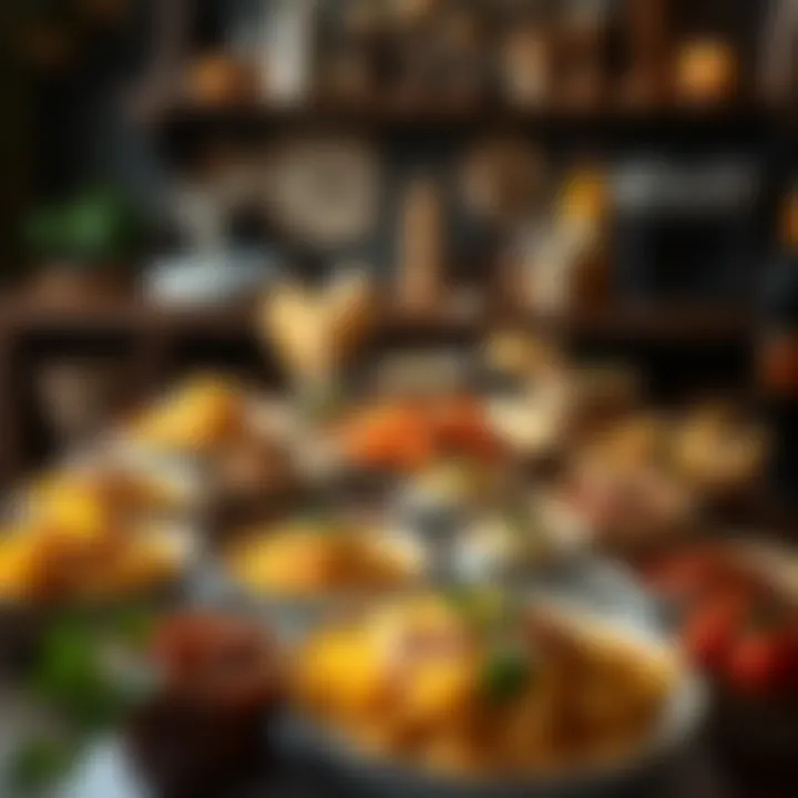Italian Culinary Tradition Featuring Pasta A rustic Italian table set with a variety of pasta and sauces