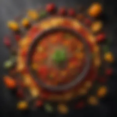 Colorful Salsa Spice Composition An artistic arrangement of salsa spices with colorful peppers
