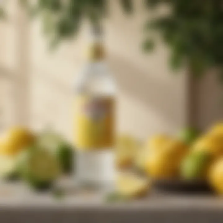 A bottle of Sierra Mist against a backdrop of fresh lemons and limes