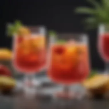 Elegant Glasses of Fruit Punch Beautifully garnished fruit punch served in elegant glasses