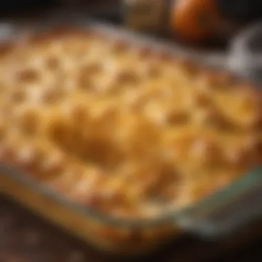 A delectable casserole bubbling in the oven, showcasing golden cheese on top