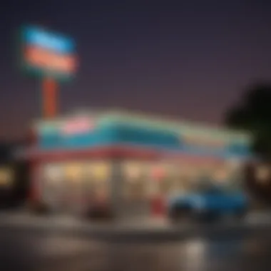 Sonic Drive-In at Night Sonic Drive-In storefront at night with glowing sign