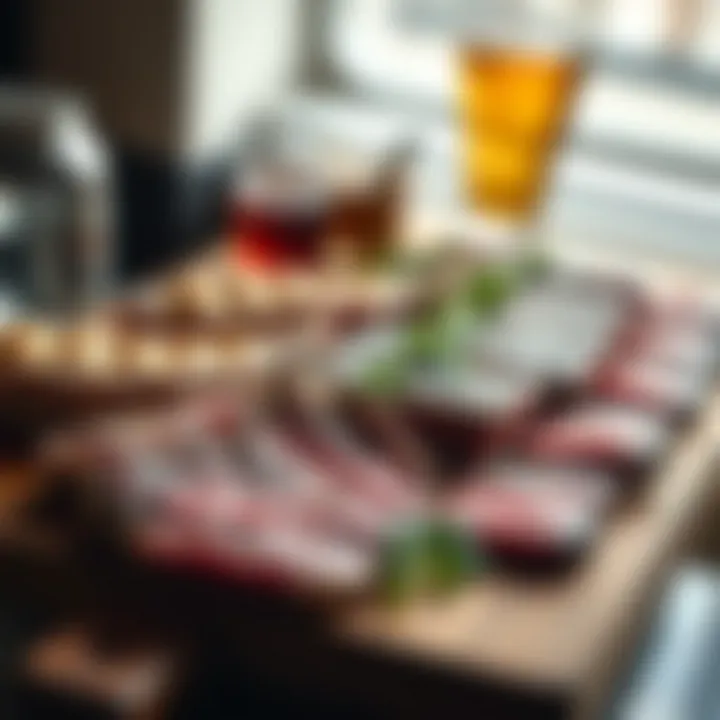 A selection of various steak cuts arranged beautifully on a wooden board